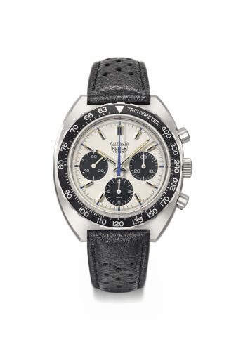 Heuer. A fine and large stainless steel tonneau-shaped chronograph wristwatch