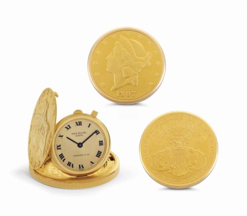 Patek Philippe. A Fine 18k Gold Twenty Dollar Coin Watch