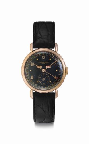 Vacheron Constantin. A Fine and Rare 18k Pink Gold Triple Calendar Wristwatch with Black Dial