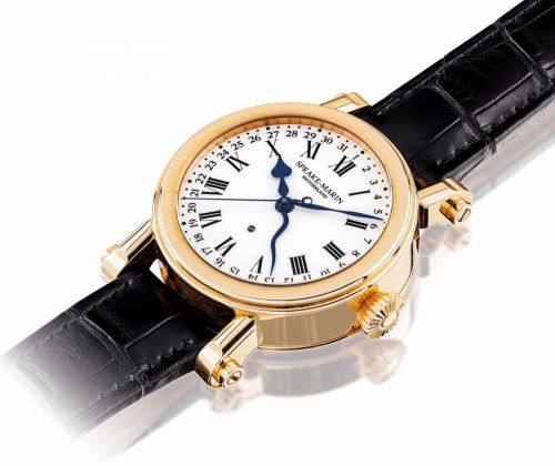 SPEAKE-MARIN. A FINE AND RARE 18K PINK GOLD AUTOMATIC WRISTWATCH WITH /bbDATE AND /bbENAMEL DIAL 