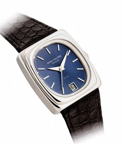 PATEK PHILIPPE. A RARE 18K WHITE GOLD RECTANGULAR ELECTRONIC WRISTWATCH WITH SWEEP CENTRE SECONDS AND DATE