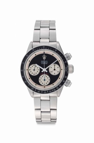 Rolex. An Extremely Rare and Important Stainless Steel Chronograph Wristwatch with Bracelet and Black ''Paul Newman Mark 1 Oyster Sotto Daytona'' Dial