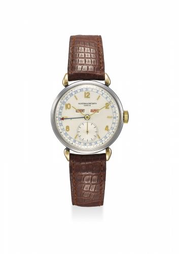 VACHERON CONSTANTIN. AN ATTRACTIVE STAINLESS STEEL AND 14K GOLD TRIPLE CALENDAR WRISTWATCH WITH EXTRACT FROM THE ARCHIVE