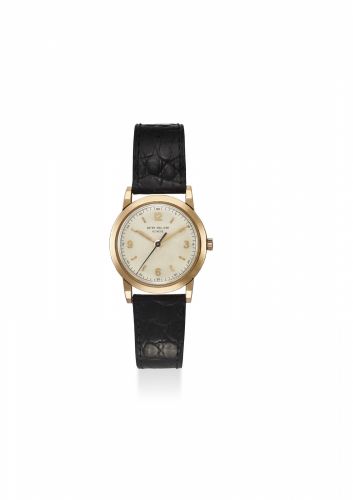 PATEK PHILIPPE. A FINE, RARE AND ATTRACTIVE 18K ROSE GOLD MANUAL WINDING WRISTWATCH WITH A EXTRACT FROM THE ARCHIVES