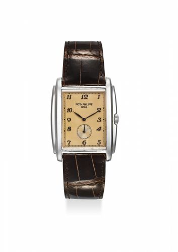 PATEK PHILIPPE, A VERY FINE WHITE GOLD WRISTWATCH WITH SMALL SECOND AND EXTRACT FROM THE ARCHIVES