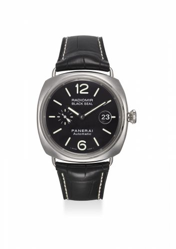 PANERAI. A FINE STAINLESS/b bSEAL RADIONMIR BLACK STEEL AUTOMATIC WRISTWATCH WITH DATE