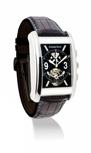 AUDEMARS PIGUET. A VERY FINE AND EXTREMELY RARE PLATINUM LIMITED EDITION TOURBILLON CHRONOGRAPH WRISTWATCH WITH POWER RESERVE AND DYNAMOGRAPH