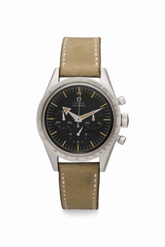 Omega. A Very Fine and Extremely Rare Stainless Steel Chronograph Wristwatch