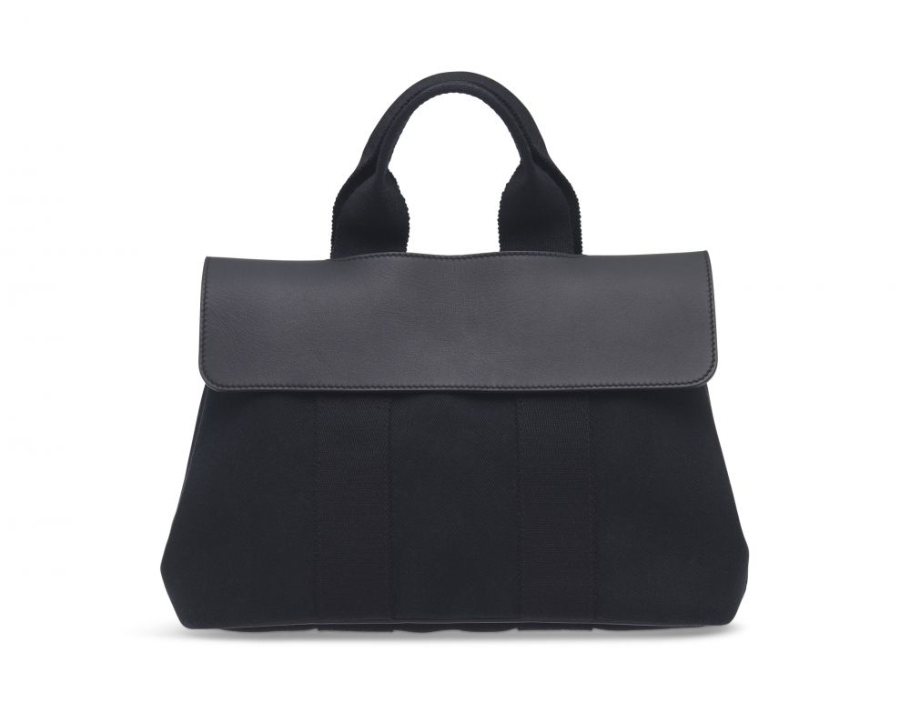 A BLACK EVERCALF LEATHER & TOILE VALPARAISO WITH PALLADIUM HARDWARE HERMÈS, 2010S