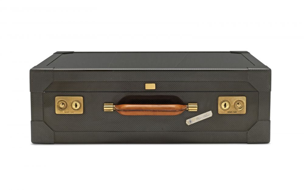 A LIMITED EDITION CARBON FIBRE & VACHE NATURELLE ESPACE SAC À DÉPÊCHES 48 WITH BRASS HARDWARE