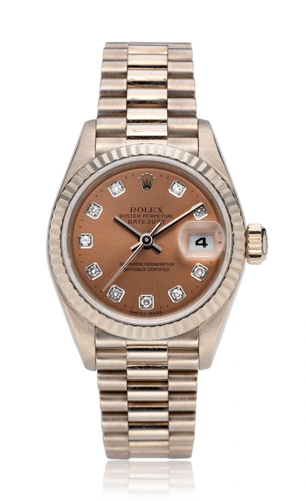 ROLEX, DATEJUST, DIAMOND DIAL, 18K WHITE GOLD, LADIES’ WATCH, REF. 79179 -