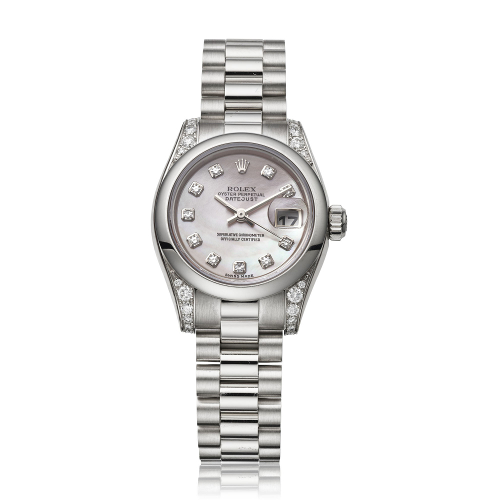 ROLEX, PLATINUM AND DIAMOND DATEJUST, REF. 179296 -