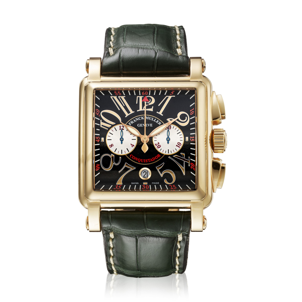 FRANCK MULLER, YELLOW GOLD CHRONOGRAPH 'CONQUISTADOR', REF. 10000 H CC -