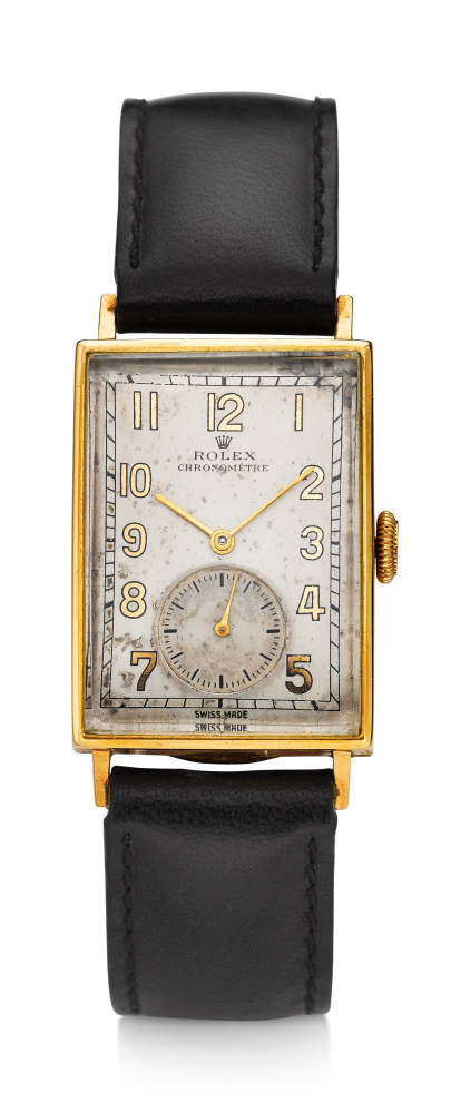 ROLEX, RECTANGULAR, 18K GOLD WRISTWATCH, REF. 3531 -