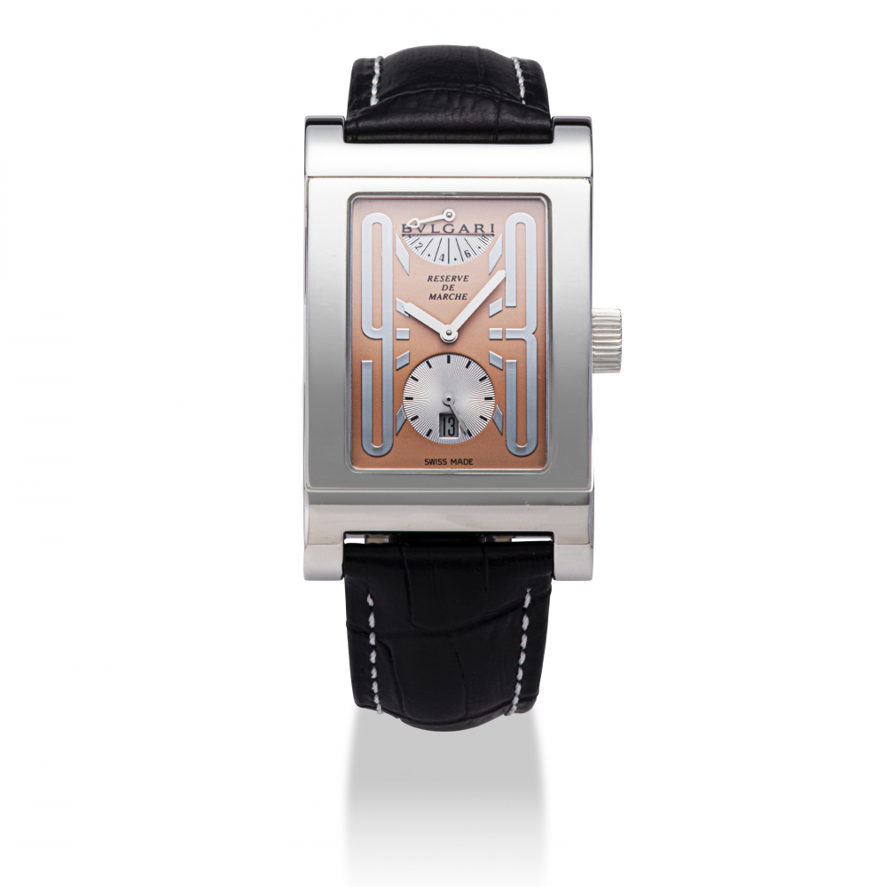 BULGARI, LIMITED EDITION, RETTANGOLO, PLATINUM WITH POWER RESERVE AND DATE, NO.92/99 -