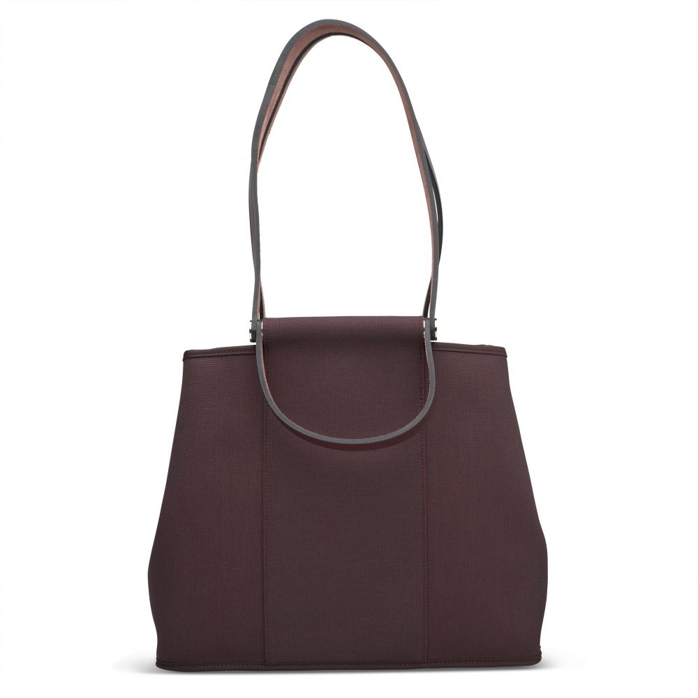 A ROUGE H CANVAS & VACHE HUNTER LEATHER CABAG PM WITH PALLADIUM HARDWARE - HERMÈS