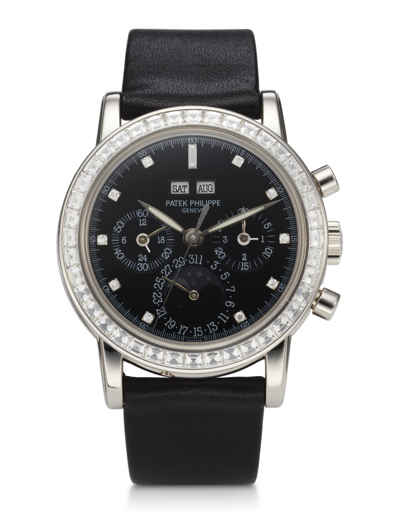 PATEK PHILIPPE, PERPETUAL CALENDAR, CHRONOGRAPH, PLATINUM, DIAMONDS, REF. 3990EP -