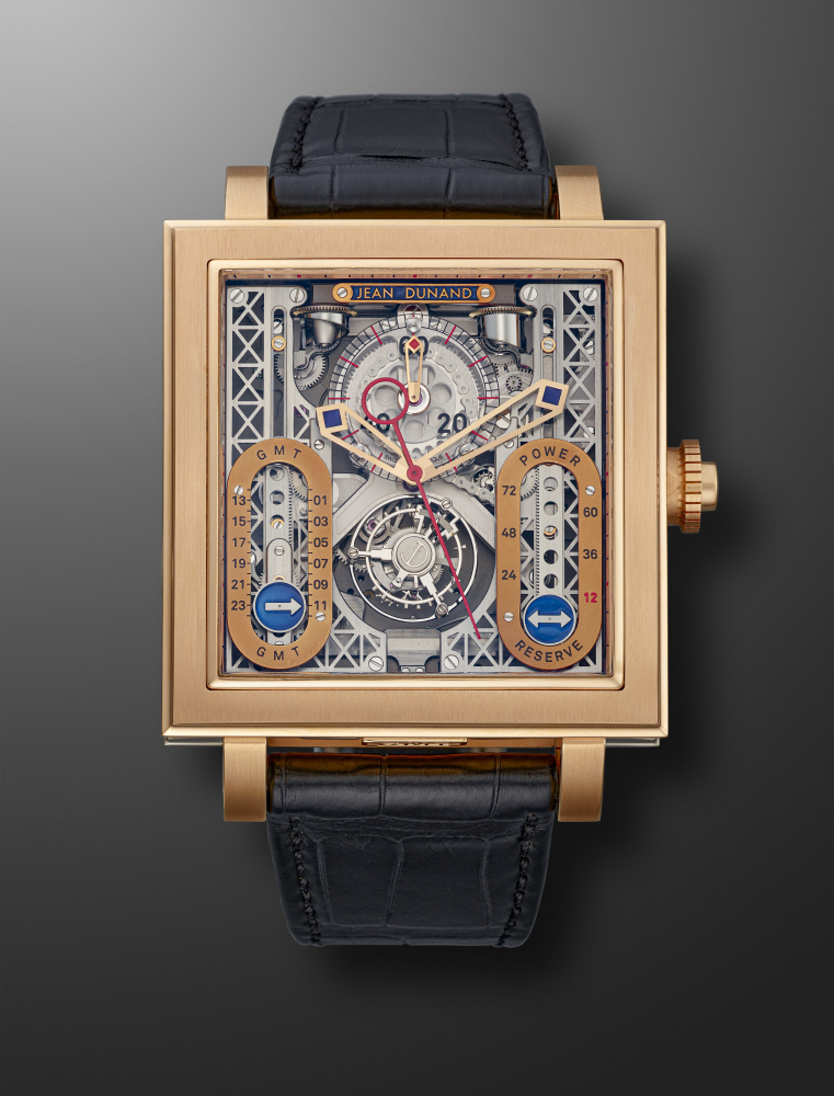 JEAN DUNAND, UNIQUE PIECE PINK GOLD AND TITANIUM TOURBILLON, MONOPUSHER CHRONOGRAPH, GMT AND POWER RESERVE 'PALACE 5202' -