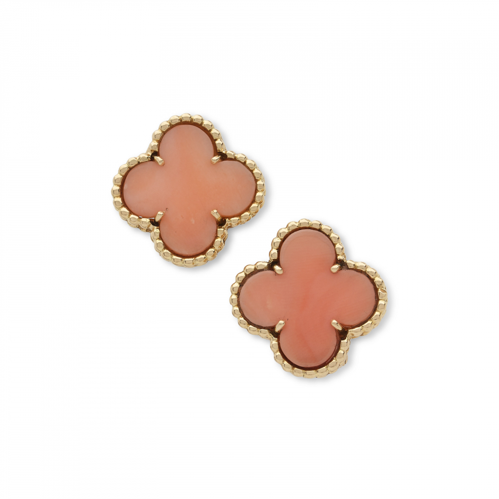 VAN CLEEF & ARPELS BOUCLES D'OREILLES 'ALHAMBRA' CORAIL -