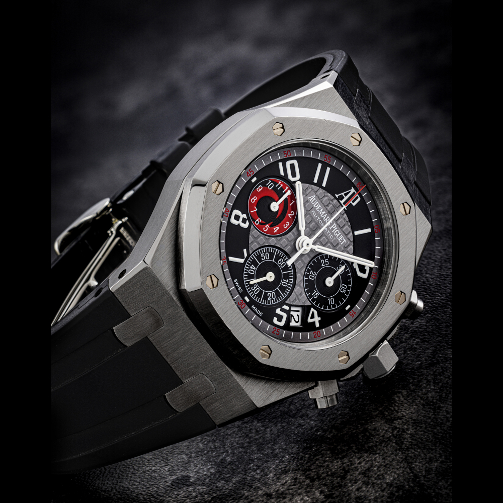 AUDEMARS PIGUET. A STAINLESS STEEL LIMITED EDITION AUTOMATIC CHRONOGRAPH WRISTWATCH WITH DATE