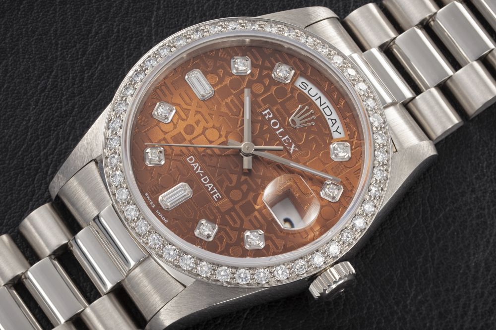 ROLEX, DAY-DATE REF. 18346, A PLATINUM AND DIAMOND-SET AUTOMATIC WRISTWATCH - CASE
