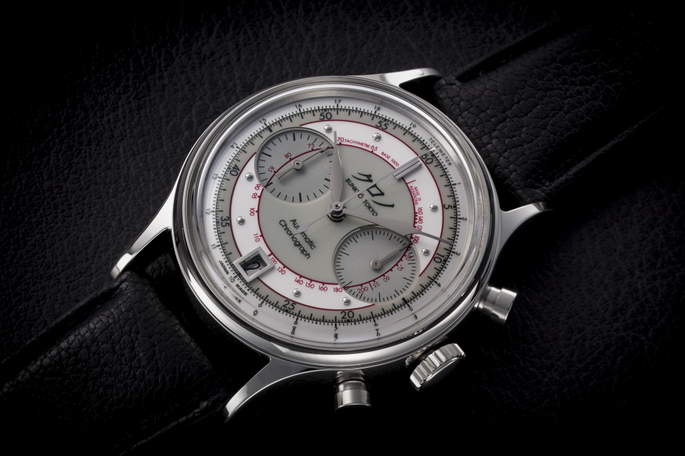 KURONO TOKYO, CHRONOGRAPH II WHITE ‘SHIRO’, A STEEL AUTOMATIC WRISTWATCH -