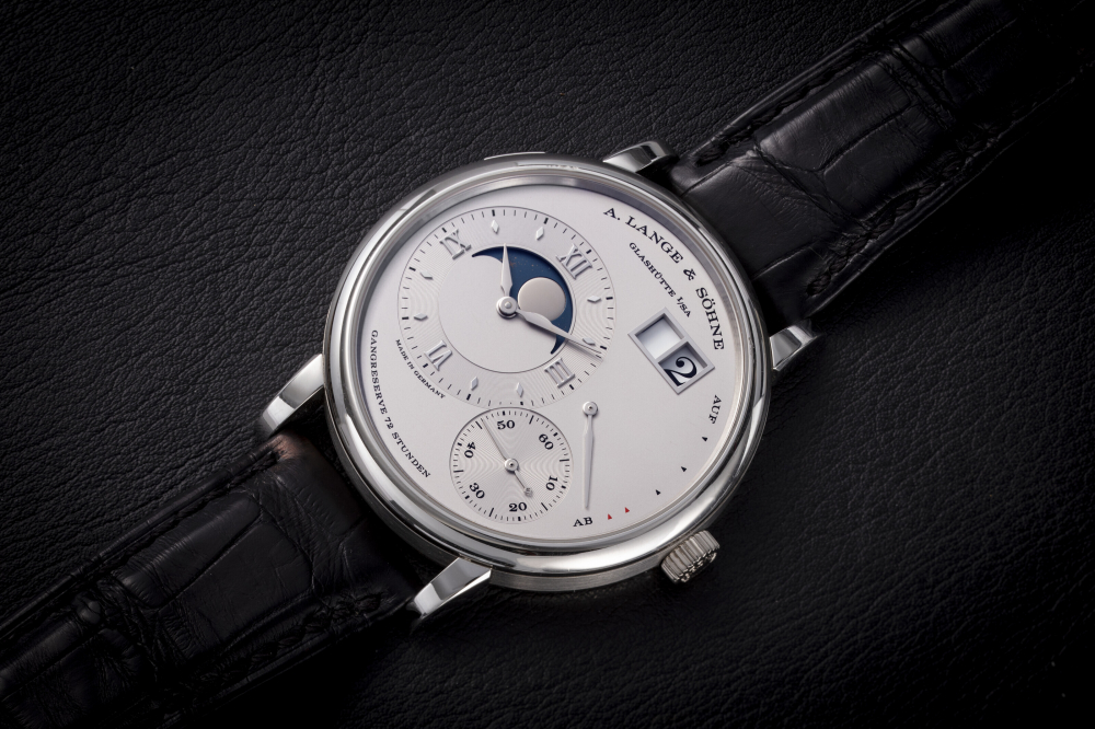 A. LANGE & SÖHNE, GRAND LANGE 1 MOONPHASE REF. 139.025, A FINE PLATINUM WRISTWATCH - CASE