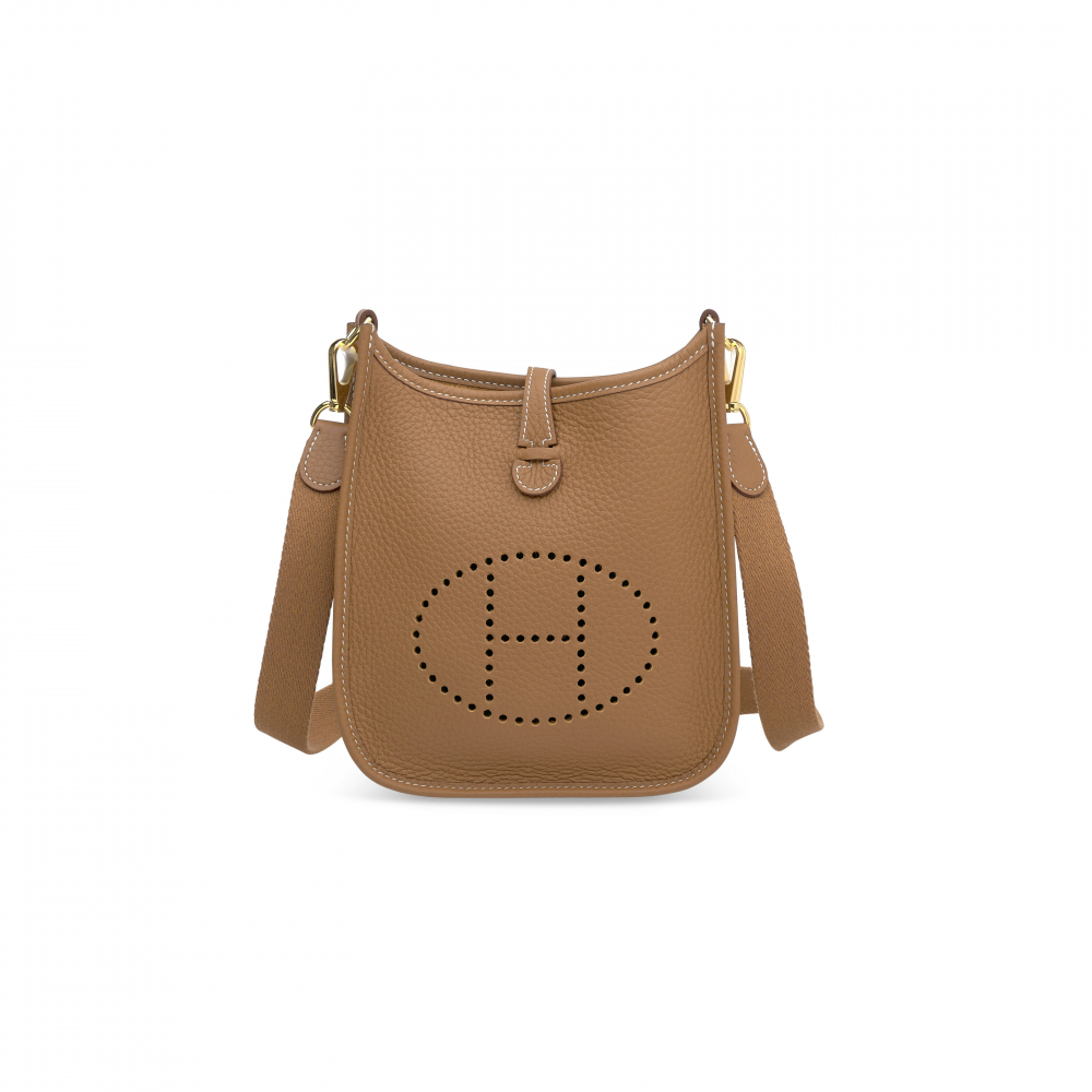 New HERMES Evelyne TPM 16 Etoupe Leather Crossbody Bag