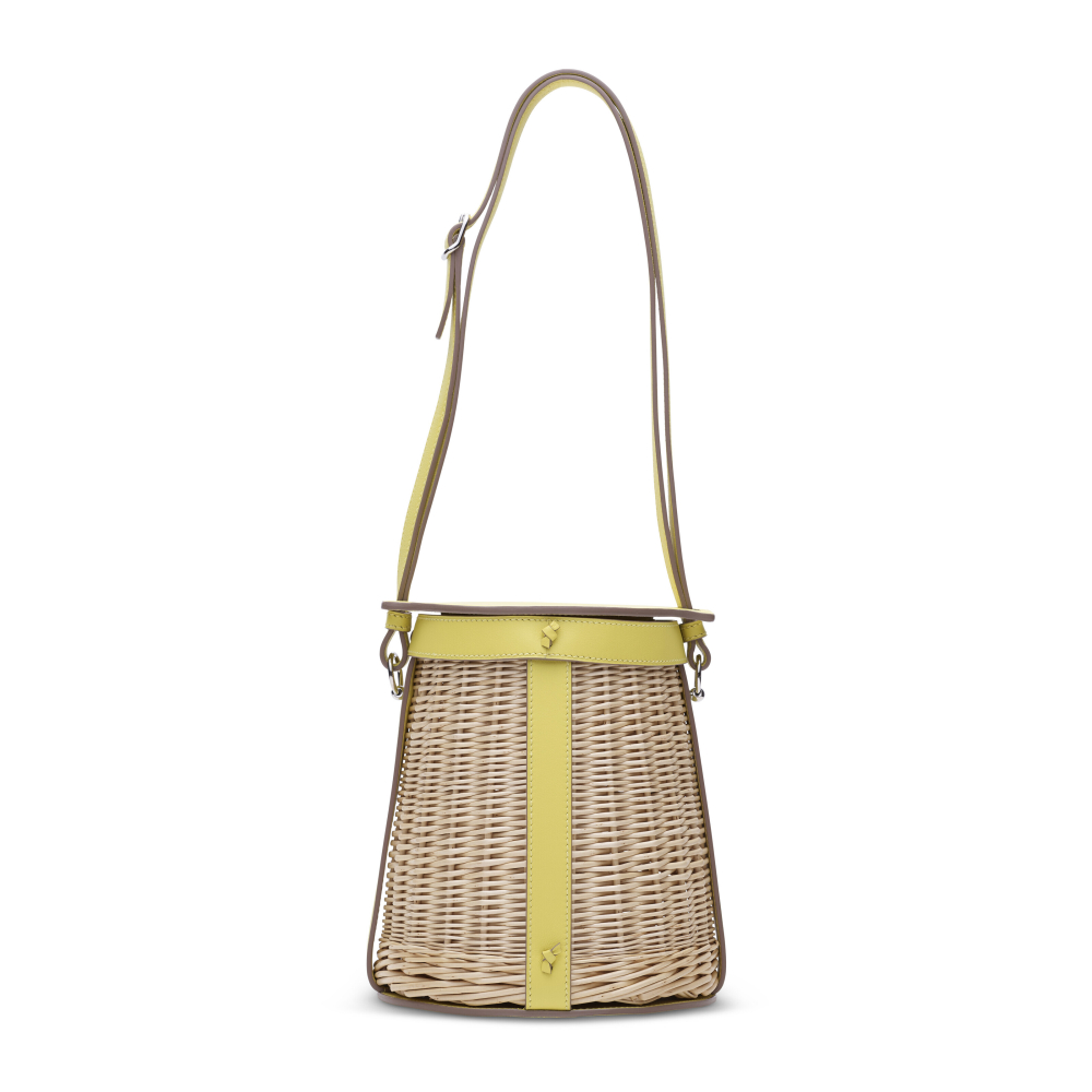 A LIMITED EDITION LIME SWIFT LEATHER & OSIER PICNIC FARMING WITH PALLADIUM HARDWARE - HERMÈS