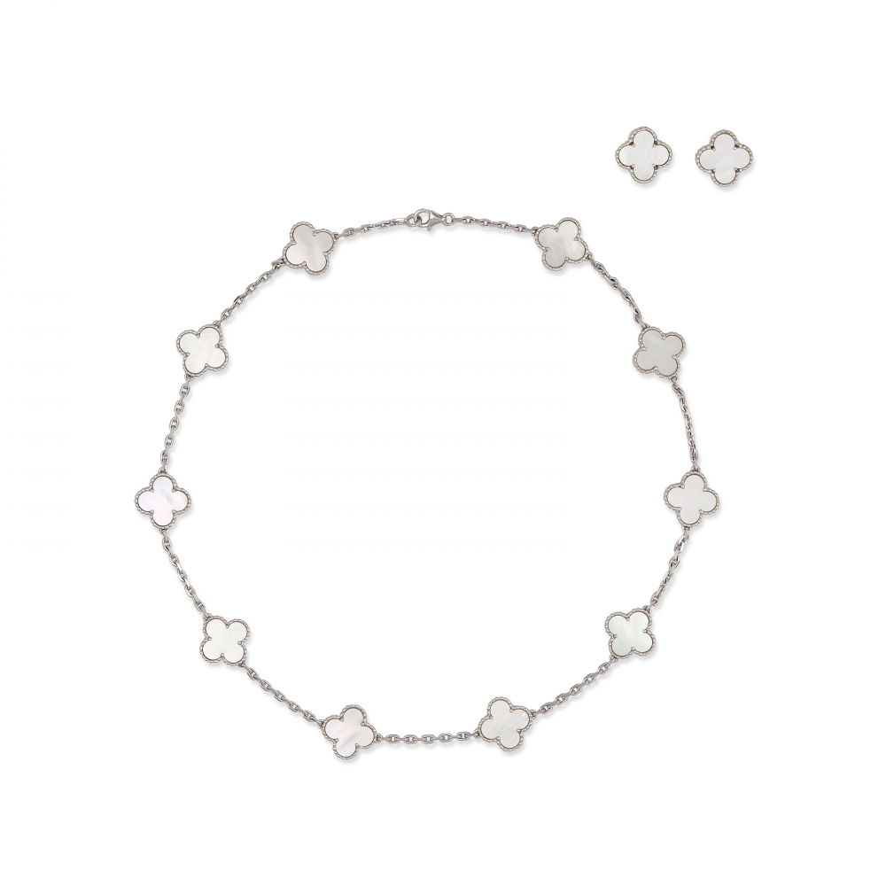 VAN CLEEF & ARPELS SET OF MOTHER-OF-PEARL 'ALHAMBRA' JEWELLERY -