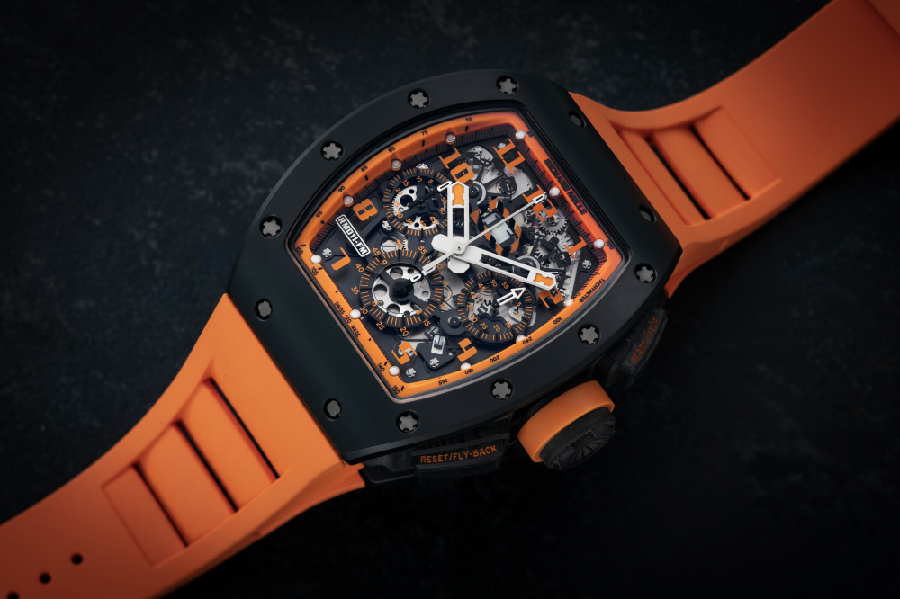 RICHARD MILLE RM 011- FM AD CA-TZP, A BLACK CERAMIC FLYBACK CHRONOGRAPH WRISWATCH - CASE