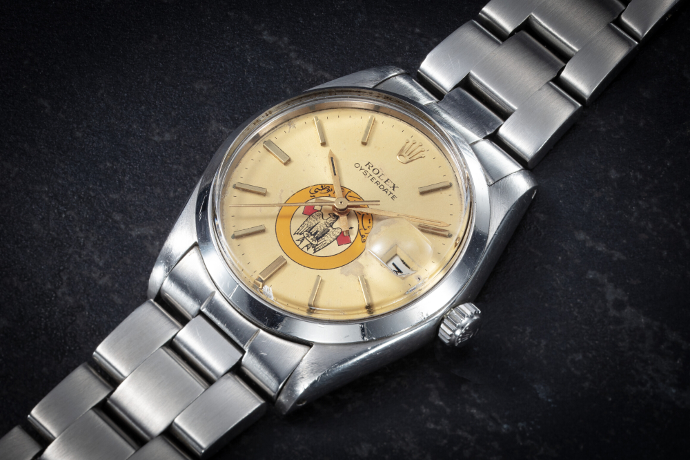 ROLEX, OYSTERDATE REF 6694, A RARE STEEL AUTOMATIC WRISTWATCH WITH ABU DHABI DEFENCE FORCES CREST, CASE NUMBER: 1'398'316 | Christie’s