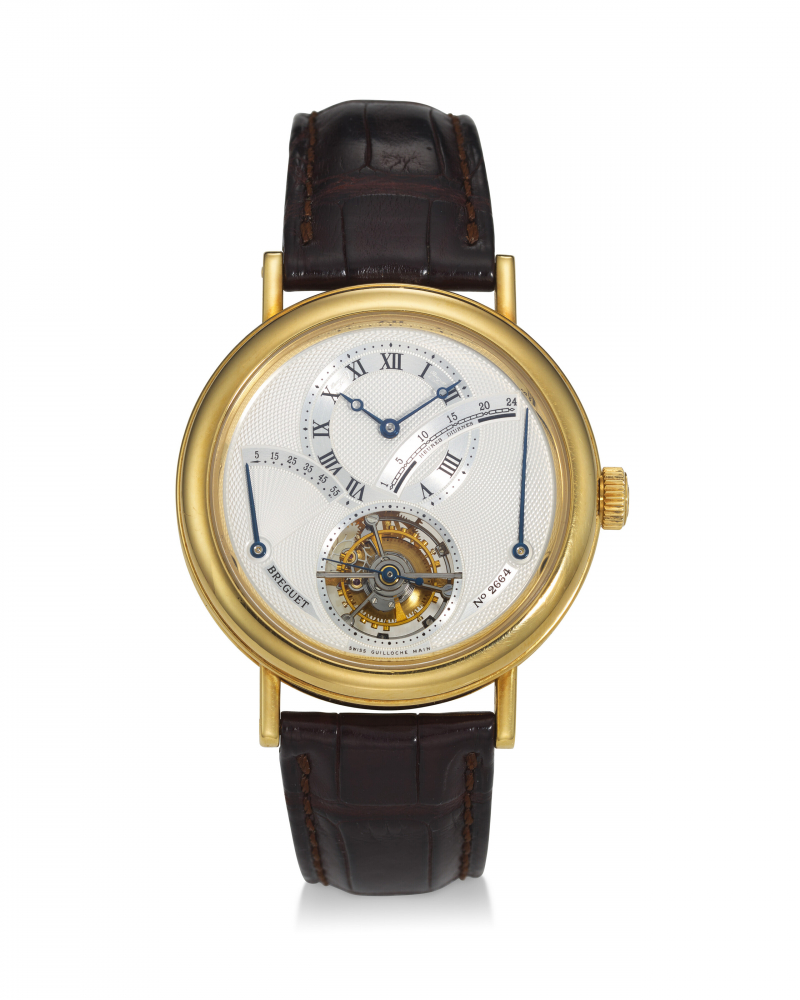 BREGUET, REF. 3657, CLASSIQUE, A VERY FINE 18K YELLOW GOLD TOURBILLON WRISTWATCH WITH POWER RESERVE AND RETROGRADE 24-HOUR INDICATOR