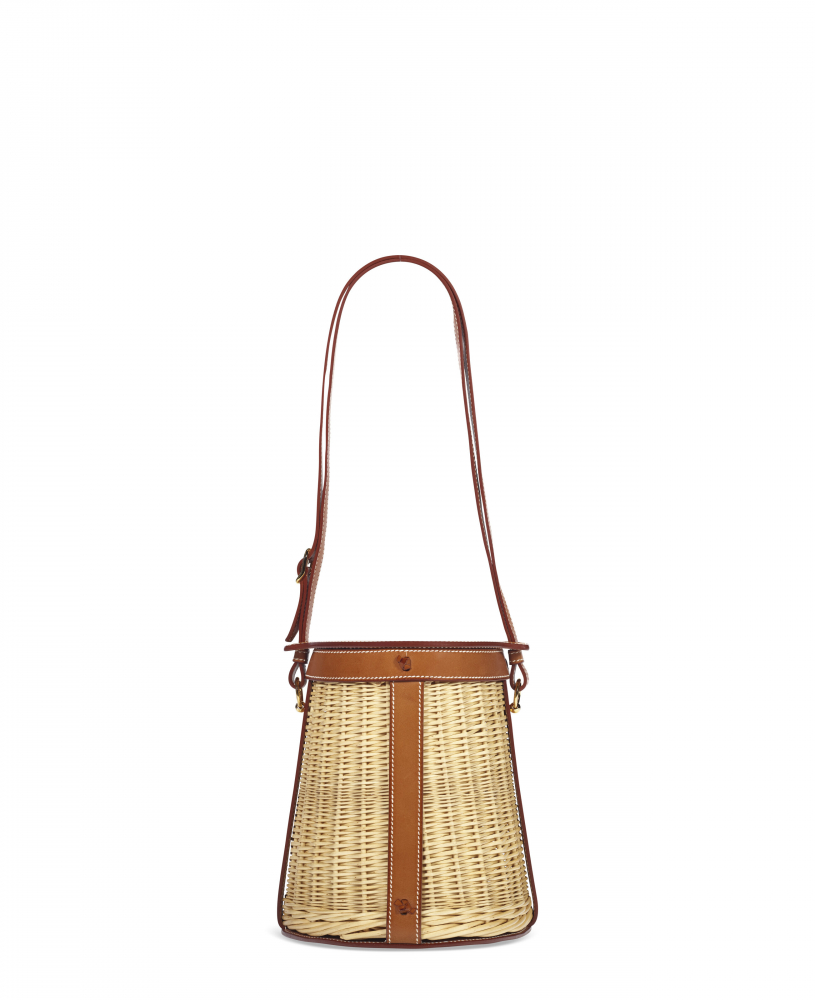 A LIMITED EDITION NATUREL BARÉNIA LEATHER & OSIER PICNIC FARMING WITH GOLD HARDWARE - HERMÈS
