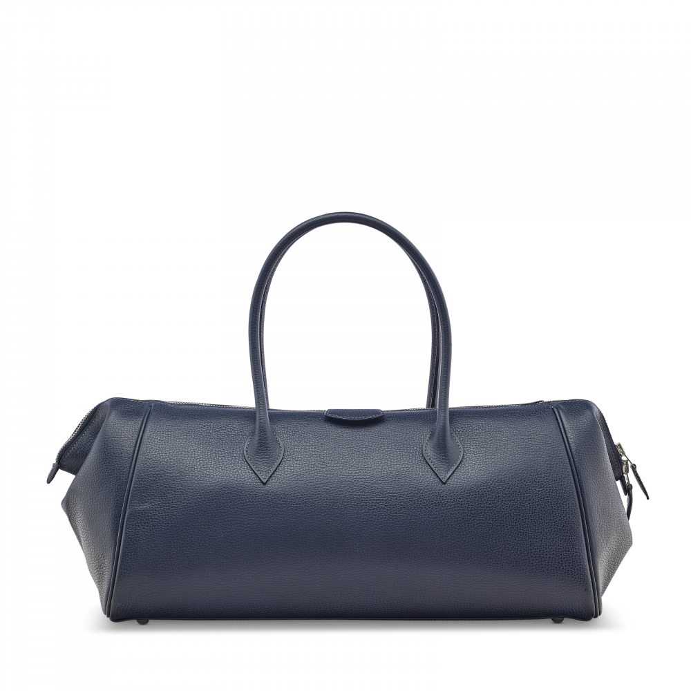 AN INDIGO COURCHEVEL LEATHER PARIS-BOMBAY 40 WITH PALLADIUM HARDWARE - HERMÈS