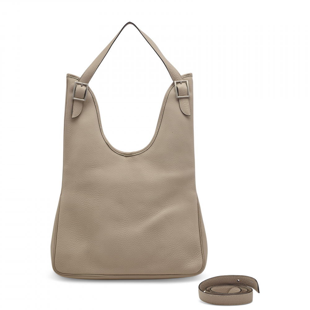 A GRIS TOURTERELLE CLÉMENCE MASSAI 32 WITH BRUSHED PALLADIUM HARDWARE - HERMÈS