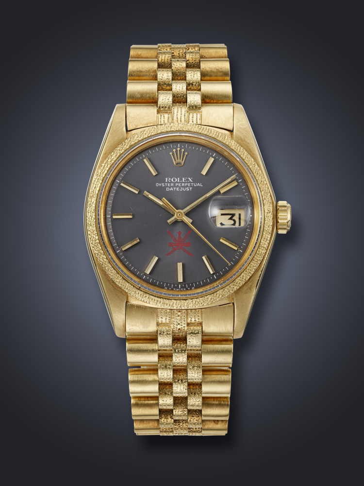 ROLEX, RARE YELLOW GOLD 'DATEJUST', WITH RED KHANJAR SYMBOL, REF. 1611
