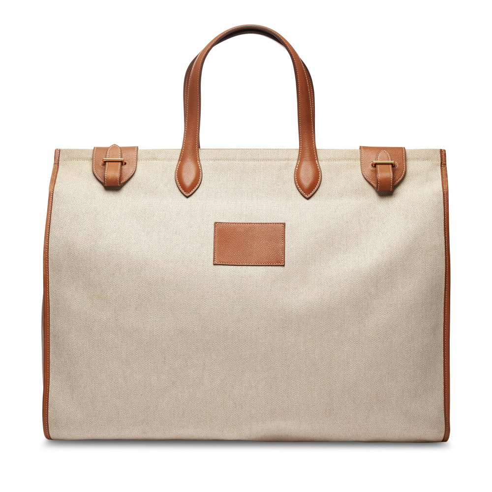 A BEIGE TOILE H & GOLD COURCHEVEL LEATHER KABA TOTE BAG WITH GOLD HARDWARE