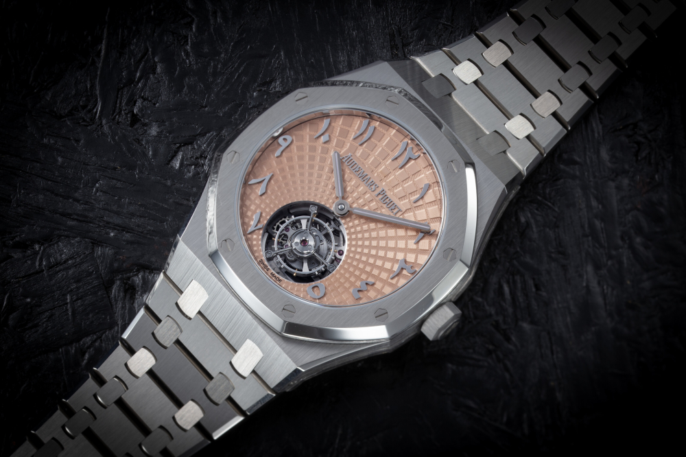 AUDEMARS PIGUET, REF. 26530TI, A RARE AND ATTRACTIVE EXTRA-THIN LIMITED EDITION TITANIUM ROYAL OAK TOURBILLON WITH EASTERN ARABIC NUMERALS