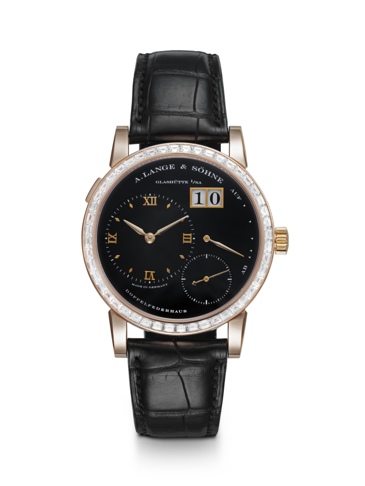 A. LANGE & SÖHNE, LANGE 1 REF. 802.039, A RARE AND ATTRACTIVE PINK GOLD MANUAL-WINDING WRISTWATCH WITH BAGUETTE-CUT DIAMOND BEZEL