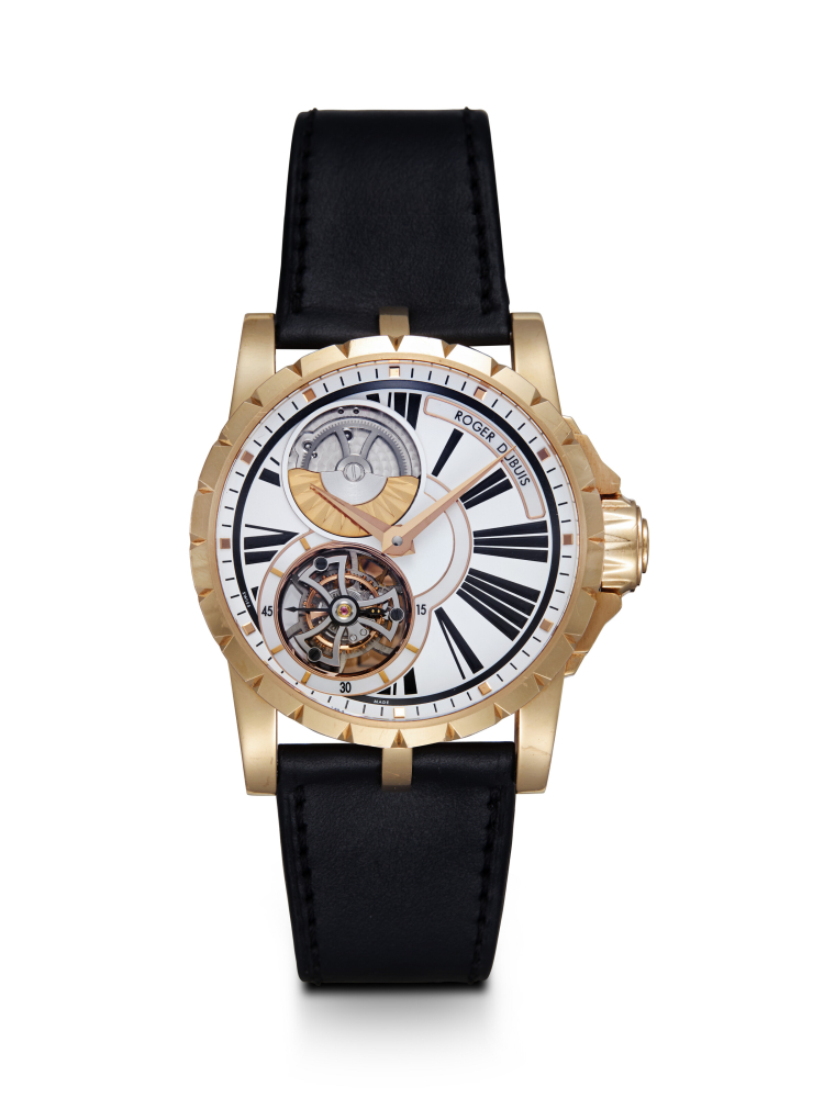 ROGER DUBUIS, EXCALIBUR, A LIMITED EDITION GOLD AUTOMATIC FLYING TOURBILLON WRISTWATCH