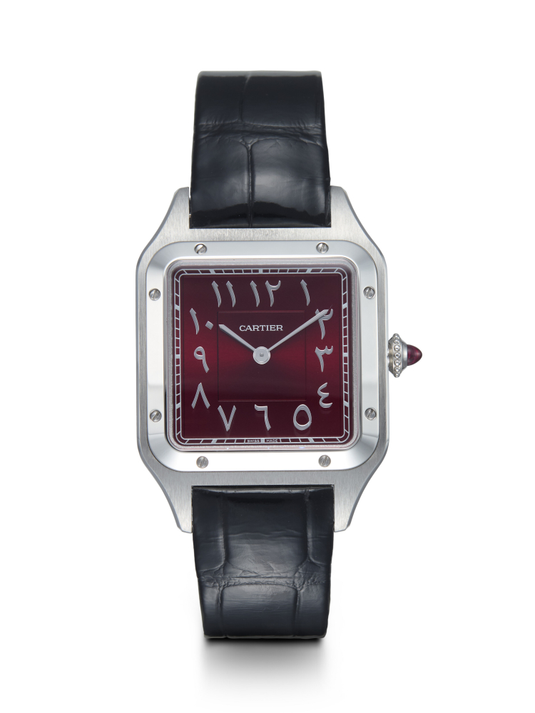 CARTIER SANTOS DUMONT, A FINE LIMITED EDITION PLATINUM MANUAL-WINDING WRISTWATCH WITH ARABIC NUMERALS