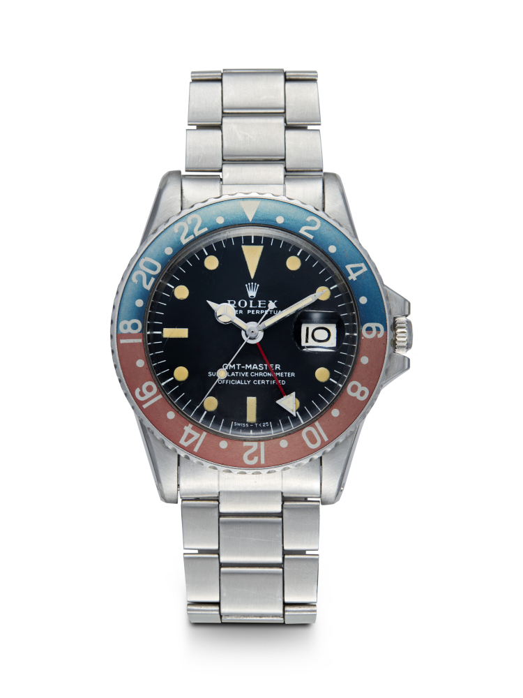 ROLEX, GMT-MASTER REF. 1675, AN ATTRACTIVE STAINLESS STEEL AUTOMATIC DUAL TIME WRISTWATCH WITH BRACELET
