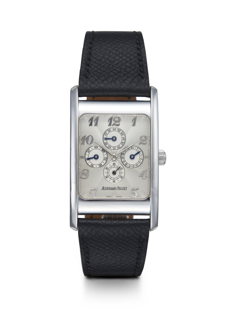 AUDEMARS PIGUET, EDWARD PIGUET REF. 25912BC, A FINE GOLD RECTANUGULAR PERPETUAL CALENDAR WRISTWATCH WITH BREGUET NUMERALS