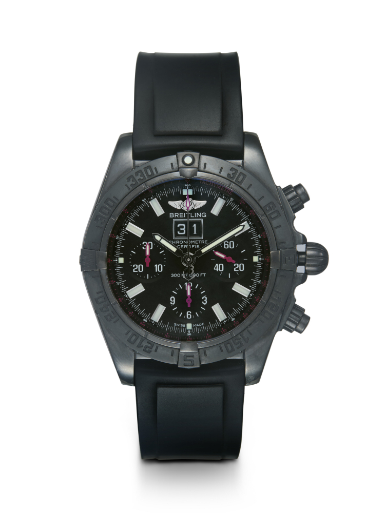 BREITLING, BLACKBIRD REF. M44359, A LIMITED EDITION DLC STAINLESS STEEL AUTOMATIC CHRONOGRAPH
