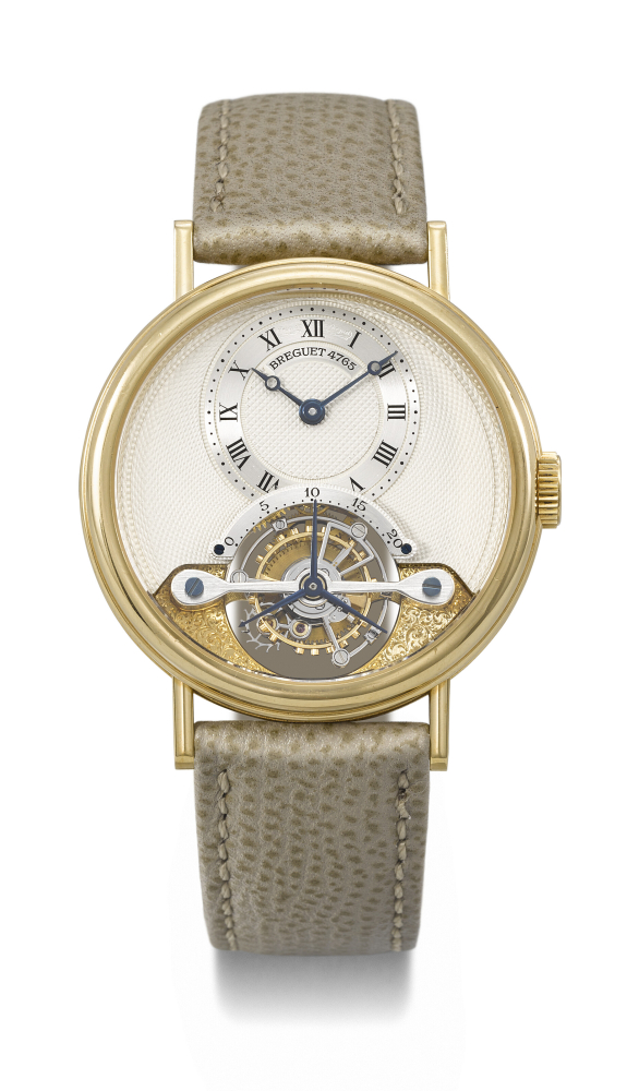 BREGUET. A RARE AND HIGHLY ATTRACTIVE 18K GOLD TOURBILLON WRISTWATCH