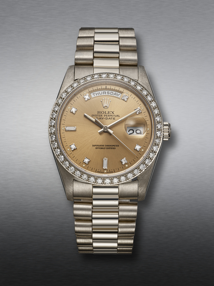 ROLEX, PLATINUM AND DIAMOND-SET ‘DAY-DATE’, REF. 18346