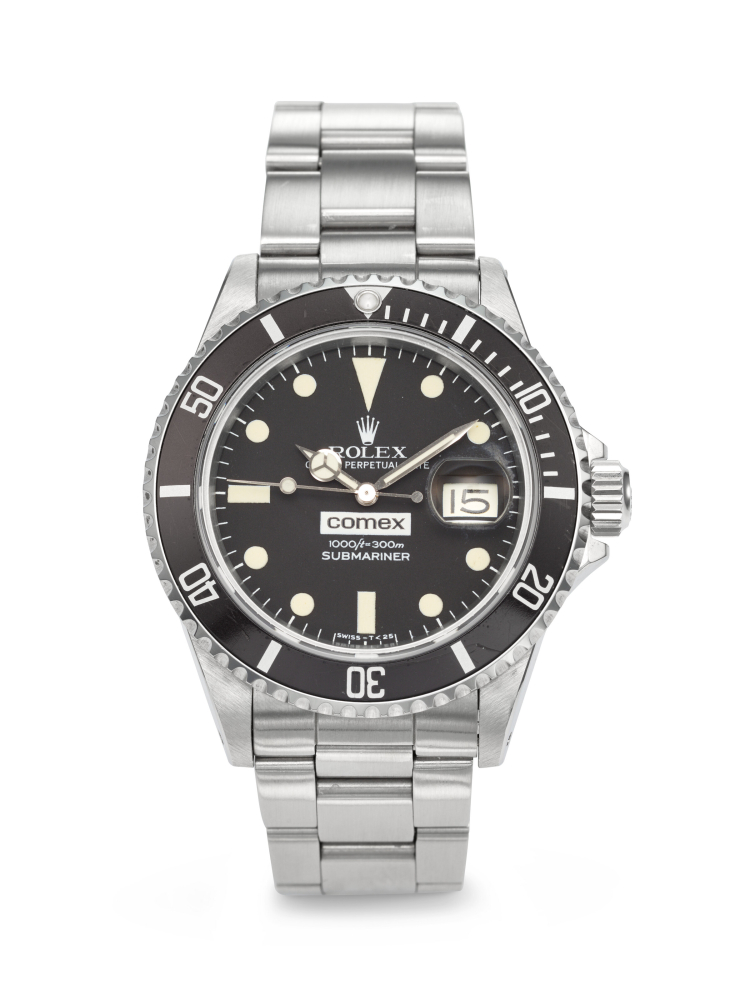ROLEX. A VERY RARE AND ATTRACTIVE STAINLESS STEEL AUTOMATIC WRISTWATCH WITH SWEEP CENTER SECONDS, DATE, BRACELET, AND COMEX DIVING SUIT, MADE FOR COMEX
