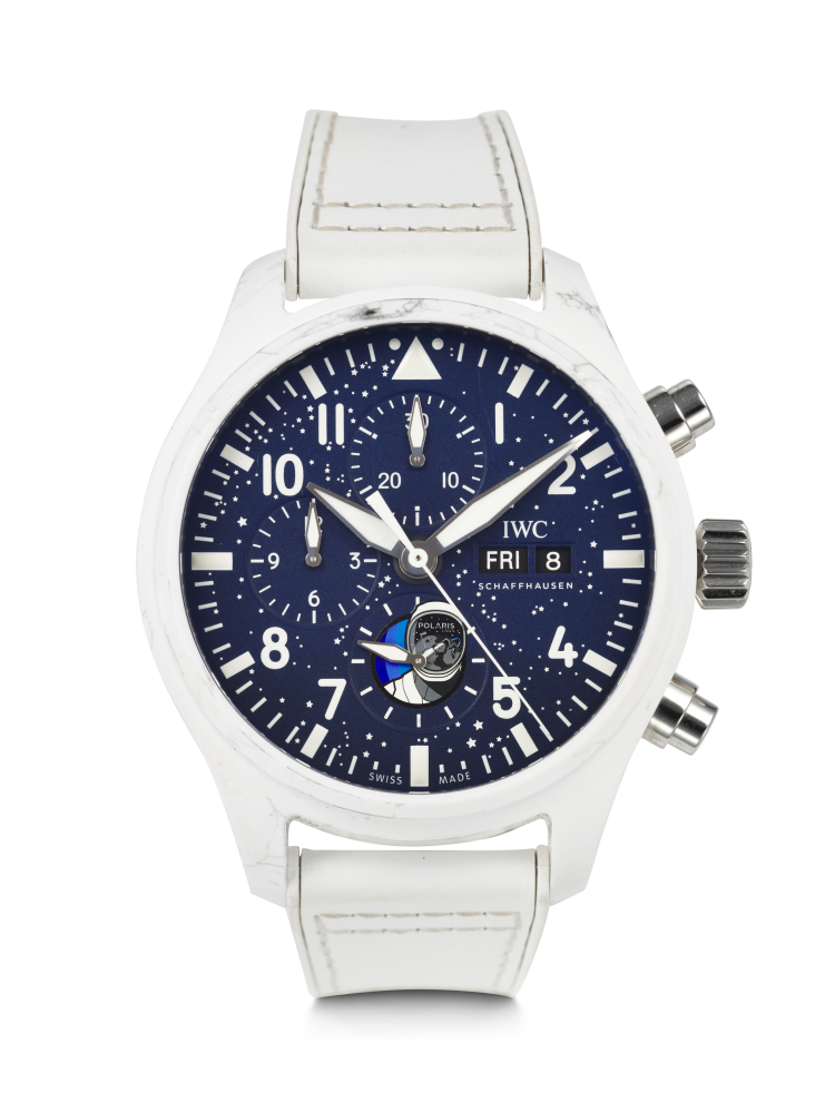 IWC. AN EXTRAORDINARY CERAMIC AND TITANIUM AUTOMATIC CHRONOGRAPH WRISTWATCH WORN BY ASTRONAUT JARED 'ROOK' ISAACMAN DURING THE POLARIS DAWN MISSION TO SPACE