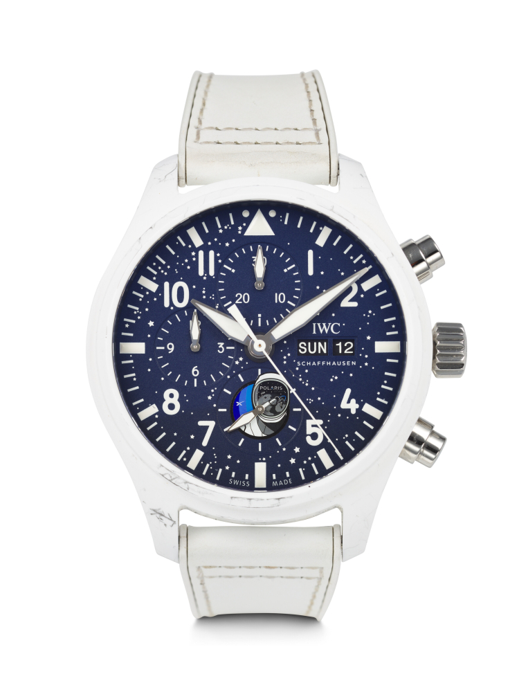 IWC. AN EXTRAORDINARY CERAMIC AND TITANIUM AUTOMATIC CHRONOGRAPH WRISTWATCH WORN BY ASTRONAUT SARAH GILLIS DURING THE POLARIS DAWN MISSION TO SPACE